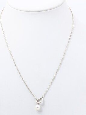 Tiffany & Co. Elsa Peretti Heart / Pearl Lariat Necklace 925